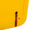 Close-up of connection on yellow polycarbonate outdoor defibrillator cabinet heating light