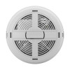 Front view of a smoke alarm with two circular ventilation grille sections and a central test and hush button labeled “PUSH & HOLD TO TEST & PAUSE” and “DO NOT PAINT.”