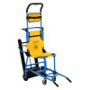 evac chair 1000h shown angled and fully extended with blue frame and yellow seat and backrest