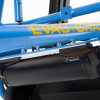 Closeup of the battery attached to the evac chair 1000h frame showing its black casing and label