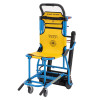 evac chair 1000h in a compact angled position with yellow seat and blue frame on white background