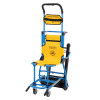 evac chair 1000h shown fully extended at an angle with blue frame and yellow seat and backrest