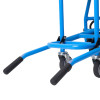 evac chair 1000h showing blue metal handles with black grip covers and small caster wheels beneath