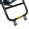 Close up of the rear wheels and frame of the evac chair 300h mk5 evacuation chair