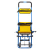 Front view of evac chair 500h mk5 evacuation chair showing blue frame and yellow seat and backrest