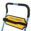 Close up of the head rest on the evac chair 500h mk5 evacuation chair showing black strap and blue handles