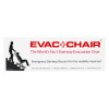 Sign showing evac chair 500h mk5 evacuation chair with image of person using it for stairway descent