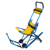 angled view of evac chair 600h mk5 evacuation chair with blue frame and yellow seat and backrest