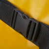 Close up of a black buckle on the evac chair 600h mk5 evacuation chair with yellow background material
