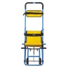 Front view of evac chair 600h mk5 evacuation chair in blue and yellow with black straps and handles
