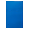Back view of a blue evac chair 300h evacuation chair storage cabinet showing a plain rectangular surface