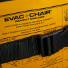 Part of the securing belt on the evac chair 300h evacuation chair storage cabinet showing the black buckle and strap