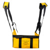 Evac chair patient seat carrier shown fully deployed with straps extended and yellow seat visible