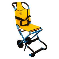 200h carrylite transit chair shown from an angled view with yellow fabric seat and blue frame