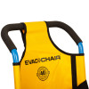 Back rest of the 200h carrylite transit chair in yellow with black handles and branding visible