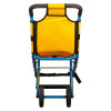 Back view of the 200h carrylite transit chair showing its yellow fabric and blue frame with wheels