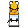 200h carrylite transit chair in yellow and blue shown fully deployed with safety straps and wheels visible