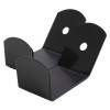 Pair of staggered black metal evac chair wall hooks with rounded tops and holes for mounting