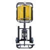 Back view of the evac chair 700h ibex transeat evacuation chair showing frame, wheels and yellow fabric panel