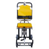 front view of a yellow evacu chair 700h ibex transeat evacuation chair with black straps and metal frame