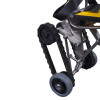 Close up of tracks and wheels on evac chair 700h ibex transeat evacuation chair