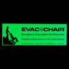 Ecchairphot Evac Chair Photoluminescent Wall Sign glowing with emergency evacuation text and wheelchair stair descent graphic