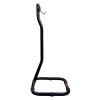 Side view of evac chair stand showing black metal frame and support bar