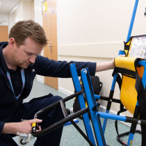 engineer servicing an evacuation chair