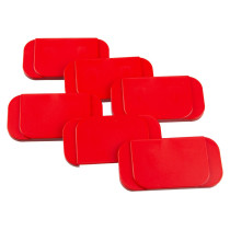 set of six red plastic plate