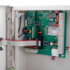 Close up of the internals of a zerio plus 8 zone control panel showing circuit board and connections