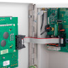 Close up of internal circuit boards and wiring inside the zerio plus 8 zone control panel