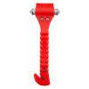 Front view of a red emergency hammer showing the handle and metal tips on a white background