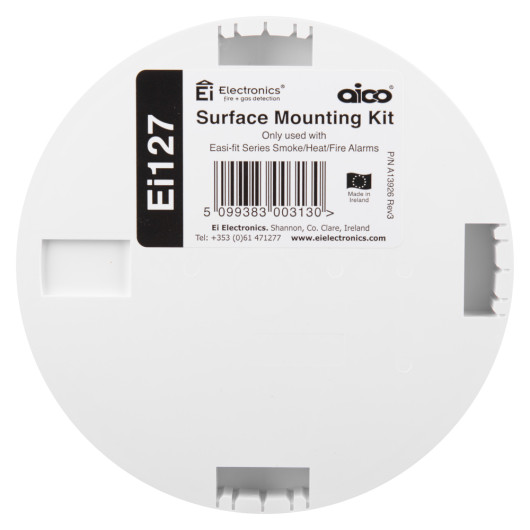 Back view of aico surface mounting kit 14 16 3000 units showing label and barcode on a circular white base
