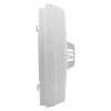 Side view of aico mains powered heat alarm alkaline battery backup showing its thickness and vent details