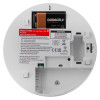 Back view of aico mains powered heat alarm alkaline battery showing battery compartment and warning labels