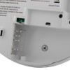 aico mains powered optical smoke alarm alkaline battery backup showing the connector area inside the device