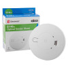aico mains powered optical smoke alarm alkaline battery backup shown next to its box