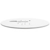 Flat round white Ei1516 Ceiling Masking Plate Profile shown from a low side angle with cut-out details visible