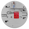 front view of mains rf base showing connection terminals and warning labels