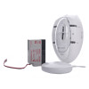 Radio interlinked strobe and vibration pad showing strobe unit, vibration pad, and battery pack on white background