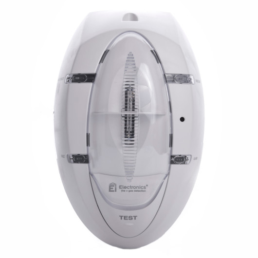 Front view of the radio interlinked strobe and vibration pad showing the clear cover and test button