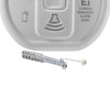 Close up of 10yr carbon monoxide alarm with two screws and a pin shown as contents