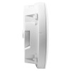 Side view of a 10yr carbon monoxide alarm with a long life lithium battery in white plastic casing