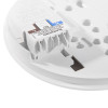 Closeup of the connector terminal on the aico mains powered heat alarm self charging 10yr battery backup base