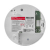 mains interlink heat alarm shown from the back with a straight view displaying labels and internal components