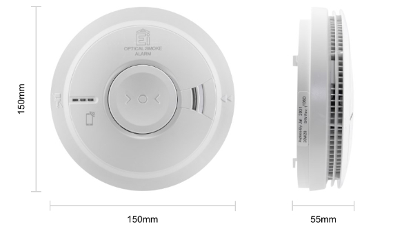 Image showing the front and side views with dimensions of the Ei3016