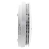 Side view of aico mains powered optical smoke alarm self charging 10yr battery backup showing vents and label details