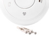 aico mains powered carbon monoxide alarm radio interlinked self charging 10 year battery backup with mounting screws shown