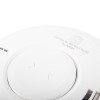 Close-up detail of the aico mains powered carbon monoxide alarm showing the central button area and label