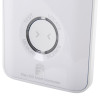 Closeup of the aico wireless smoke co alarm controller showing its round central buttons and white casing